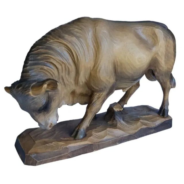 Wood Brienz Bull Figure, 1950s For Sale - Image 7 of 10