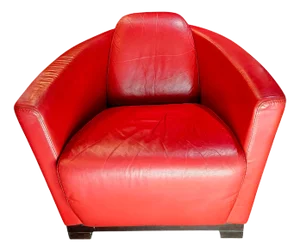 1980s Calia Red Italian Leather Accent Chair