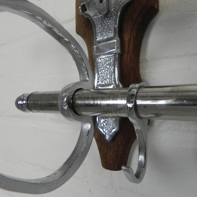 Art Deco Chrome Plated Wall Coat Rack with Six Hooks, 1930s For Sale - Image 6 of 17