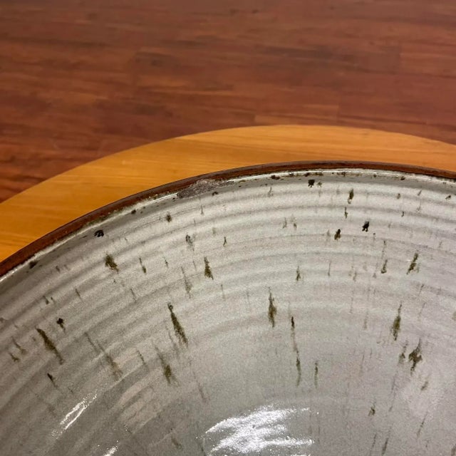 Oversized Studio Pottery Bowl With Earth-Toned Glaze - Mid Century For Sale - Image 12 of 18