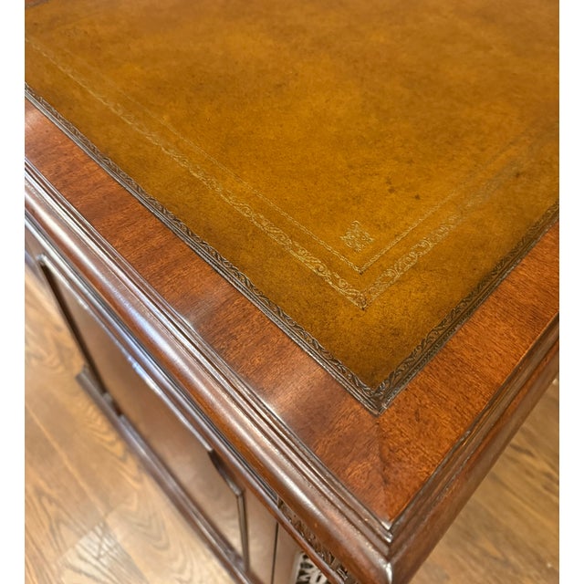 Traditional 72” Mahogany Executive Desk by Leighton Hall - Showroom Sample For Sale - Image 16 of 18