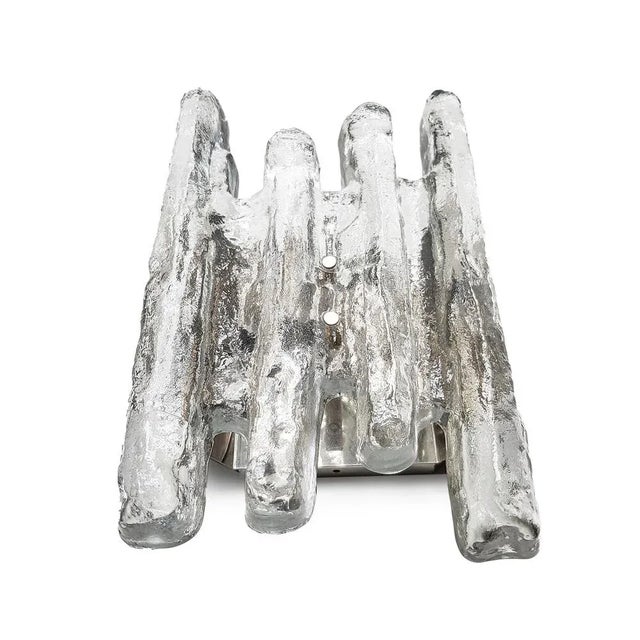 Mid-Century Modern Ice Glass Wall Sconce from Kalmar, Austria, 1960s For Sale - Image 3 of 5