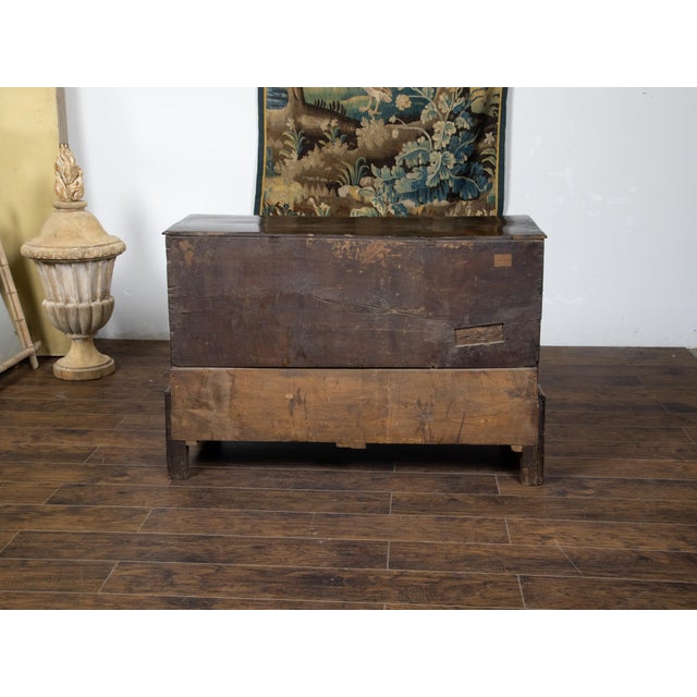 Brown English Georgian Period 18th Century Oak Buffet with Carved Arching Doors For Sale - Image 8 of 12