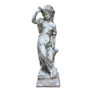 Vintage Roman Girl Concrete Statue For Sale