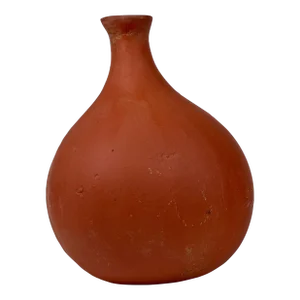 Vintage Unique Incised Hand Formed Pottery Vase in Shape of Bud