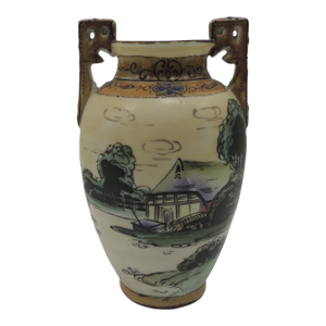 Vintage Hand-Painted Japanese Vase With Handles