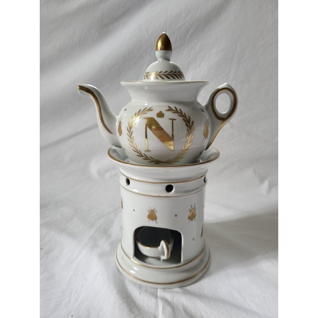 Gold Antique 19th Century Napoleonic Porcelain Teapot, Paris, France For Sale - Image 8 of 8