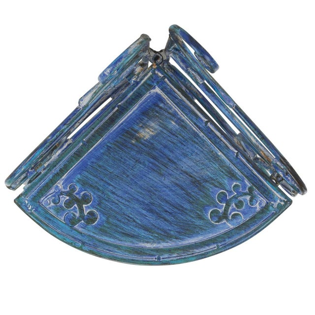 Metal Turuca 4 Tier Corner Shelf - Mossy Blue For Sale - Image 7 of 11