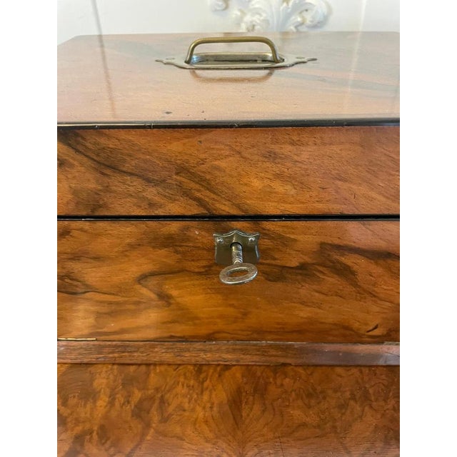 Antique Victorian Figured Walnut Sewing Box, 1860s For Sale - Image 6 of 13