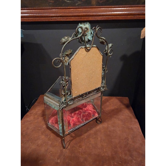 Metal French Jewelry Casket With Mirror For Sale - Image 7 of 11