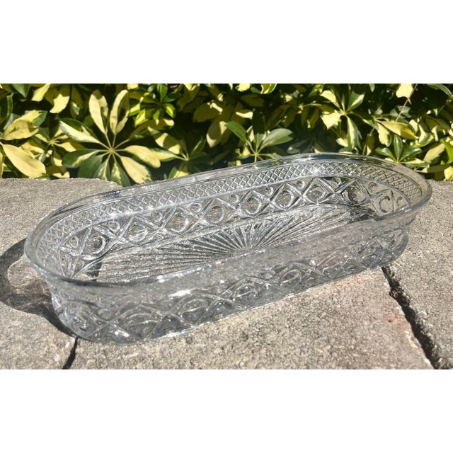 Early 20th Century Crystal Cut Glass Oval Celery Dish For Sale - Image 4 of 9