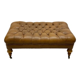Vintage Ralph Lauren Leather Chesterfield Ottoman For Sale