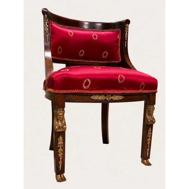 Brown Empire French Armchair in Walnut For Sale - Image 8 of 12