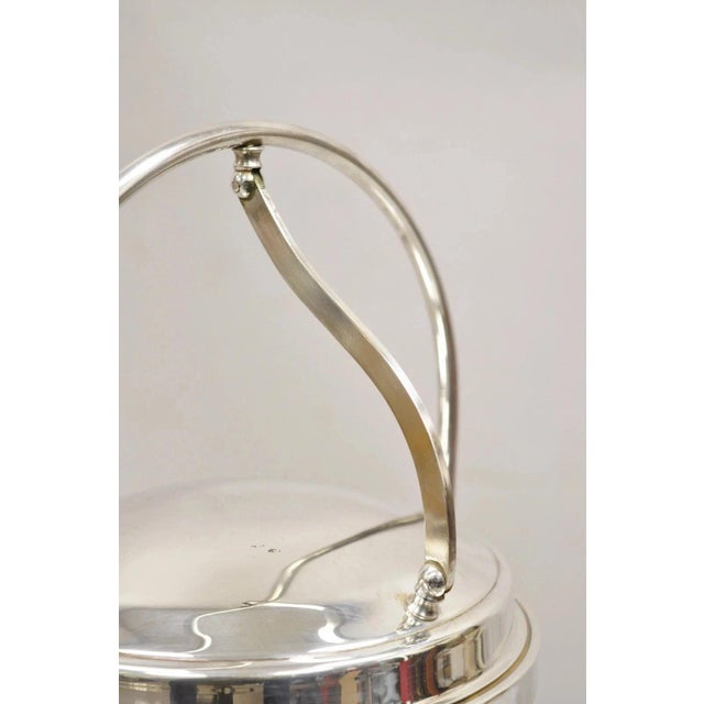 Wallace Silversmiths Vintage Wallace Mid Century Modern Silver Plated Glass Lined Hinged Ice Bucket For Sale - Image 4 of 11