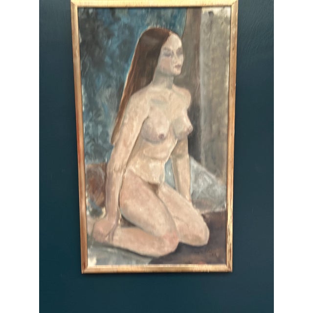 Original Swedish Oil on Panel – “Seated Woman” by Sonja Peterson – Signed & Dated 1963 – Framed – 40 × 68 cm (15.7" ×...