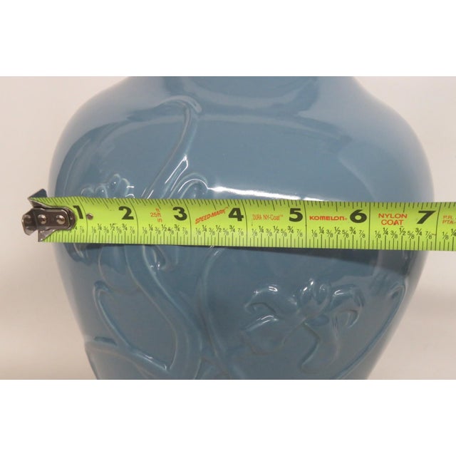 Jaru of California 1980 Blue Ceramic Floral Tabletop Vase Model 476 Large 5149b For Sale - Image 11 of 11