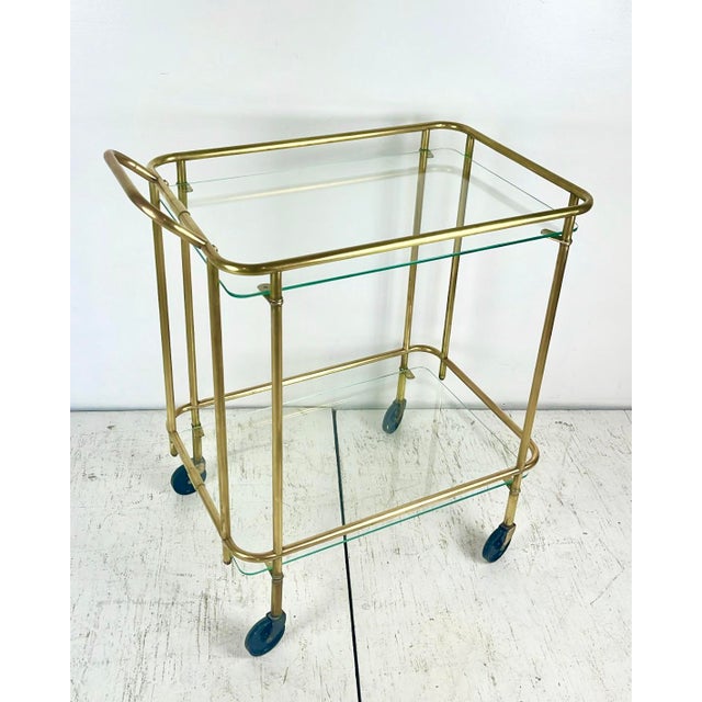Vintage Art Deco Brass Bar Cart For Sale - Image 9 of 12