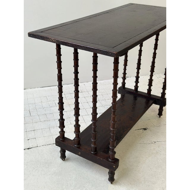 Brown Vintage Two-Tiered Spool Entry Table / Console, Circa 1920s-40s For Sale - Image 8 of 16