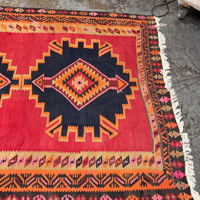 Late 20th Century Vintage Handwoven Kilim Runner With Triple Medallion Design For Sale - Image 5 of 12