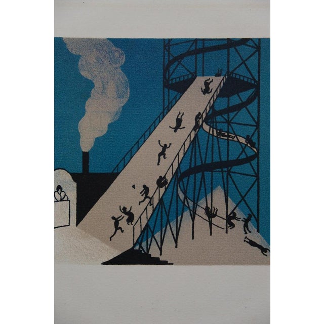 Modern Lucien Boucher, Le toboggan géant, Lithograph For Sale - Image 3 of 6