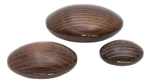 Wooden and Brass Clamshell Boxes, 1960s , Set of 3