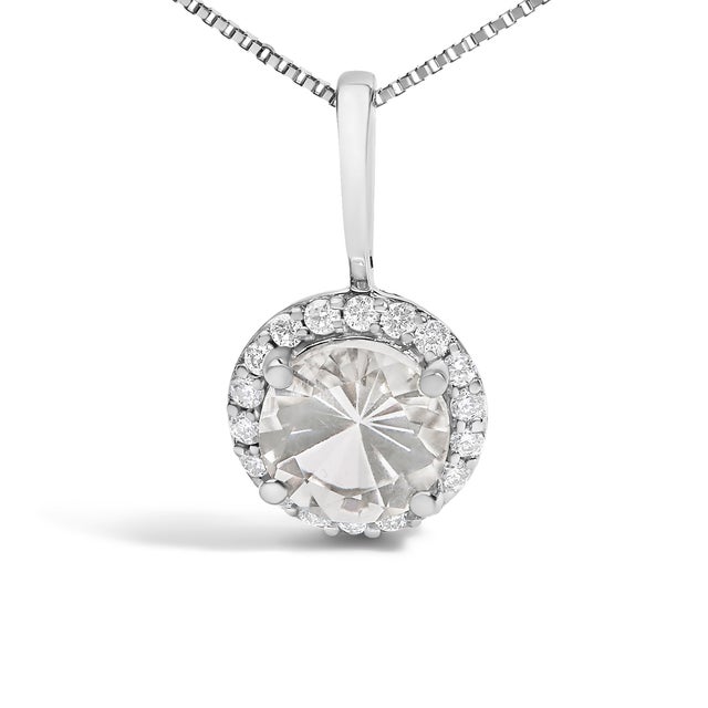Adorn your neckline with the exquisite allure of this 10K white gold pendant necklace, where the warmth of the metal...
