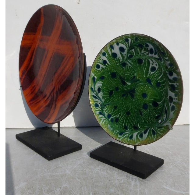 MCM Enamel Trays on Steel Display Mounts- A Pair of 2 For Sale - Image 4 of 8
