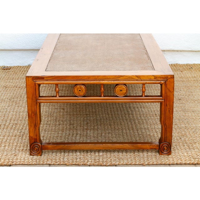 Large Antique Qing Woven Top Coffee Table For Sale - Image 9 of 14