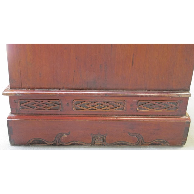 Wood Antique Square Corner Elm Storage Cabinet For Sale - Image 7 of 13