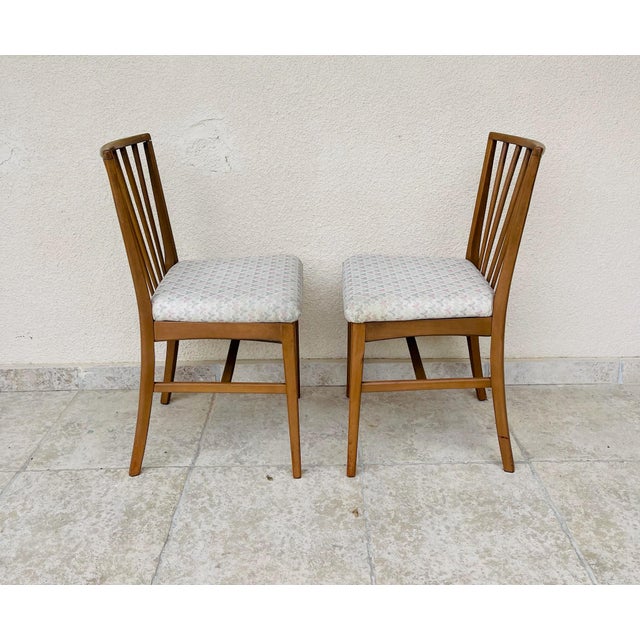 Mid-Century Modern Vintage Scandinavian Chairs in Wood and Fabric, 1960s, Set of 2 For Sale - Image 3 of 11