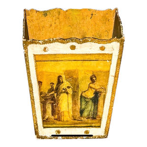 Florentine Wood Waste Basket, Vintage Style Small Bathroom Decorative Trash Can