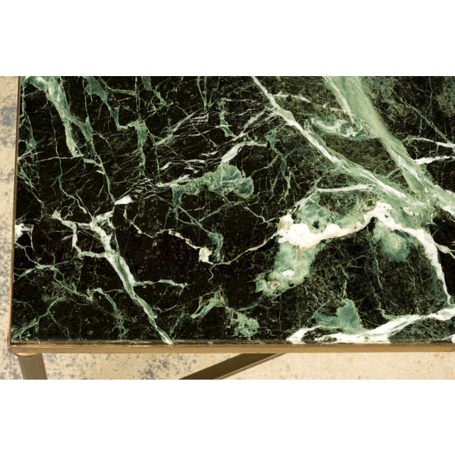 Mid 20th Century Mid-20th Century French Maison Jansen Style Brass and Green Marble Coffee Table For Sale - Image 5 of 18
