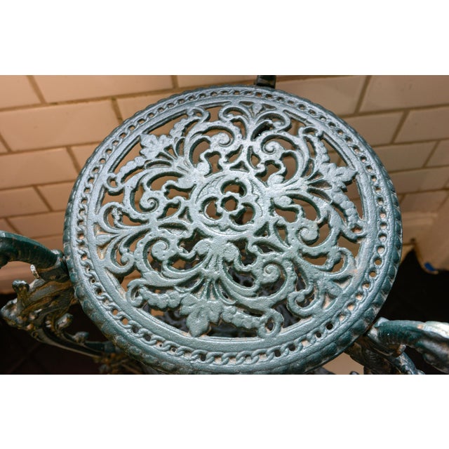 1930s Verdigris 3-Tier Wrought Iron Claw Footed Plant or Pot Stand For Sale - Image 5 of 11