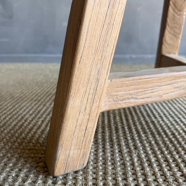 Wood Vintage Elm Wood Wheel Table in Natural Finish For Sale - Image 7 of 8