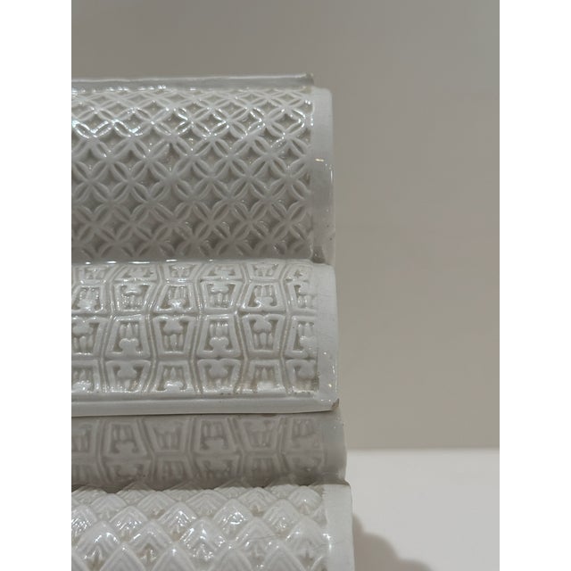 Italian Ceramic Sculptural Box Signed, 1980 – White Textured “Stacked Logs” Form For Sale In Atlanta - Image 6 of 13