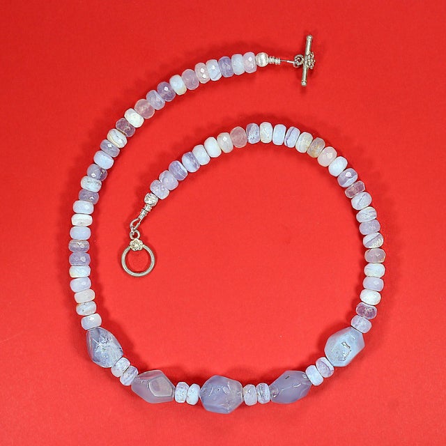 Traditional Ajd 17 Inch Blue Lace Agate Necklace For Sale - Image 3 of 4