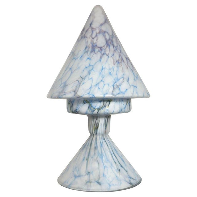 Vintage Cubist-Style Pastel Glass Pastel Blue Glass Table Lamp, 1920s For Sale - Image 13 of 13