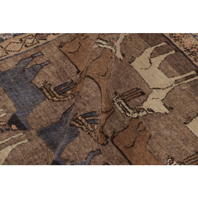 Textile Vintage Persian Gabbeh Runner in Brown With Ibex Pictorials - Rug & Kilim For Sale - Image 7 of 10