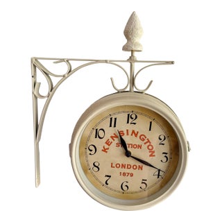 Vintage Kensington Railway Station Wall Clock, Double Sided For Sale