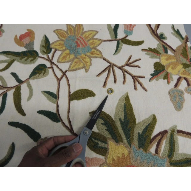 English Green and Yellow Crewelwork Fabric Fragment For Sale - Image 3 of 5