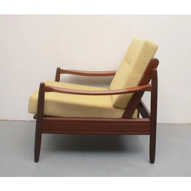 Brown Armchair in Light Yellow Fabric, 1965 For Sale - Image 8 of 12