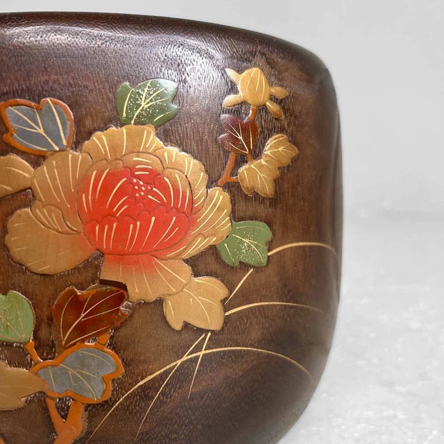 Decorative Japanese Hibachi, a traditional 'fire pot' made of paulownia wood from the early Shōwa period. Dimensions:...