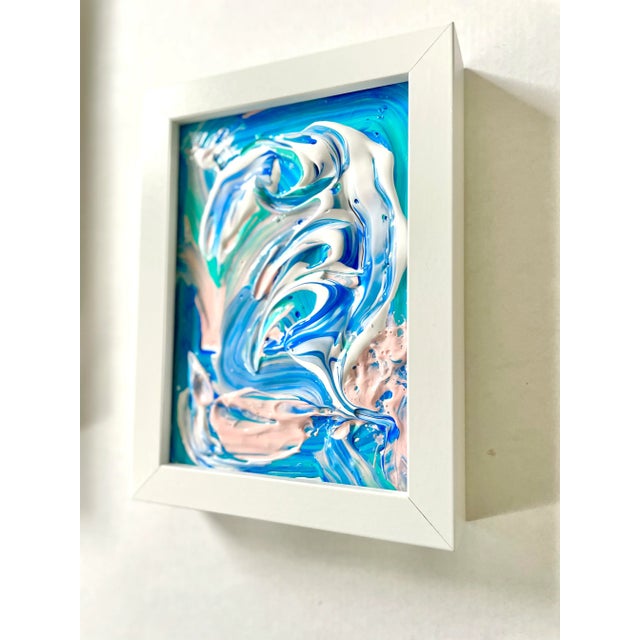 Abstract Matthew Izzo Framed Abstract Painting, "Malibu Blue" - Acrylic Paint on Panel (2022) For Sale - Image 3 of 5