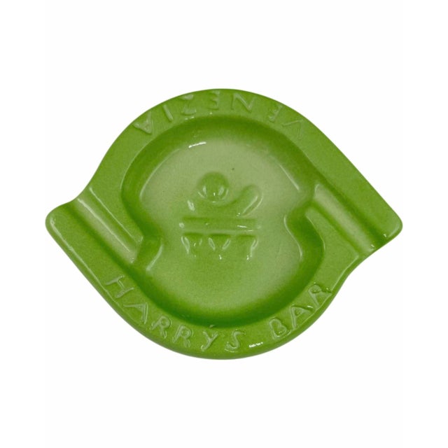 Vintage Harry's Bar Venice Italy Ashtray Green Ceramic Dish Venezia For Sale In Washington DC - Image 6 of 10