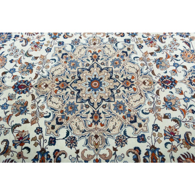 Hand-Knotted Cork Wool Kashmar Rug with Floral Design, 1990s For Sale - Image 6 of 13