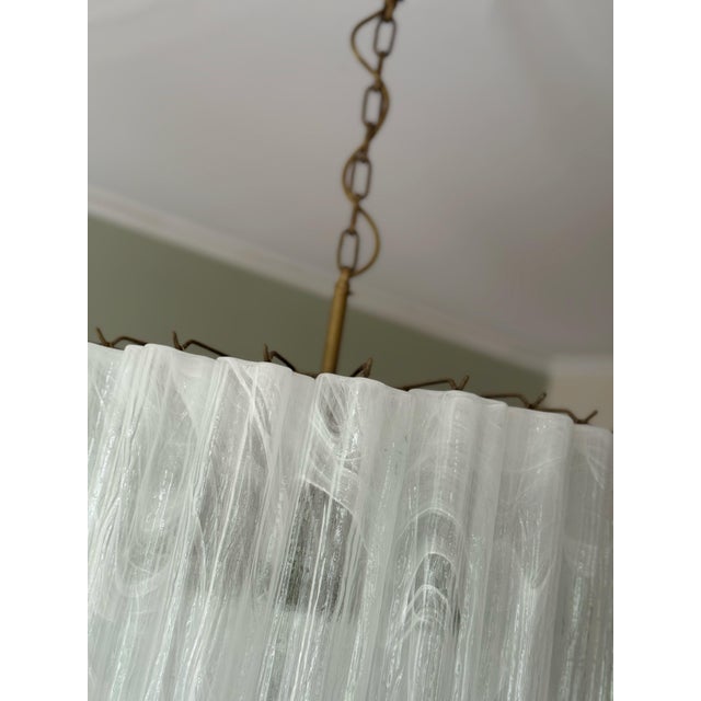 Large Bold Eclectic White Murano Chandeliers, Set of 2 For Sale - Image 9 of 13