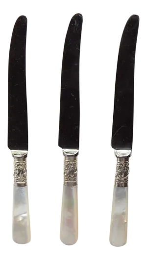 Mother of Pearl & Silverplate Dessert Knives - Set of 3