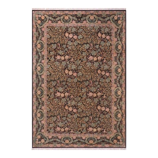 Art Nouveau Pak-Persian Black/Green Wool Rug - 10'3'' X 14'3'' For Sale