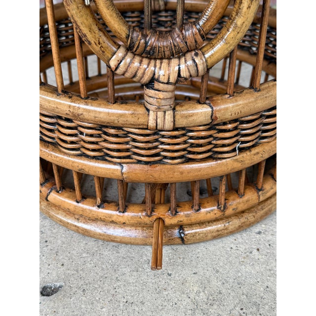 Tan Vintage Boho Chic Bamboo and Rattan Birdcage For Sale - Image 8 of 11