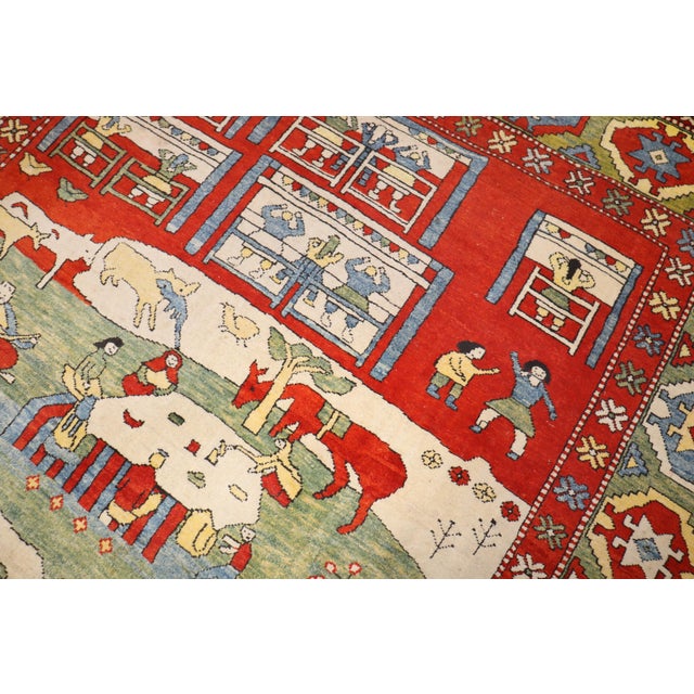 Vintage Zabihi Collection Turkish Azari Animal Scenic Rug - 8'6" x 10'6" For Sale - Image 9 of 12